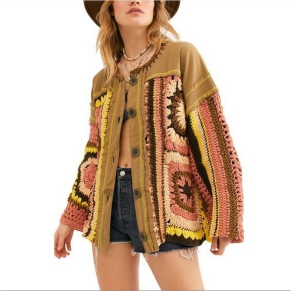 Free People No Rain Crochet Sweater Jacket XS NWT - Picture 3 of 5